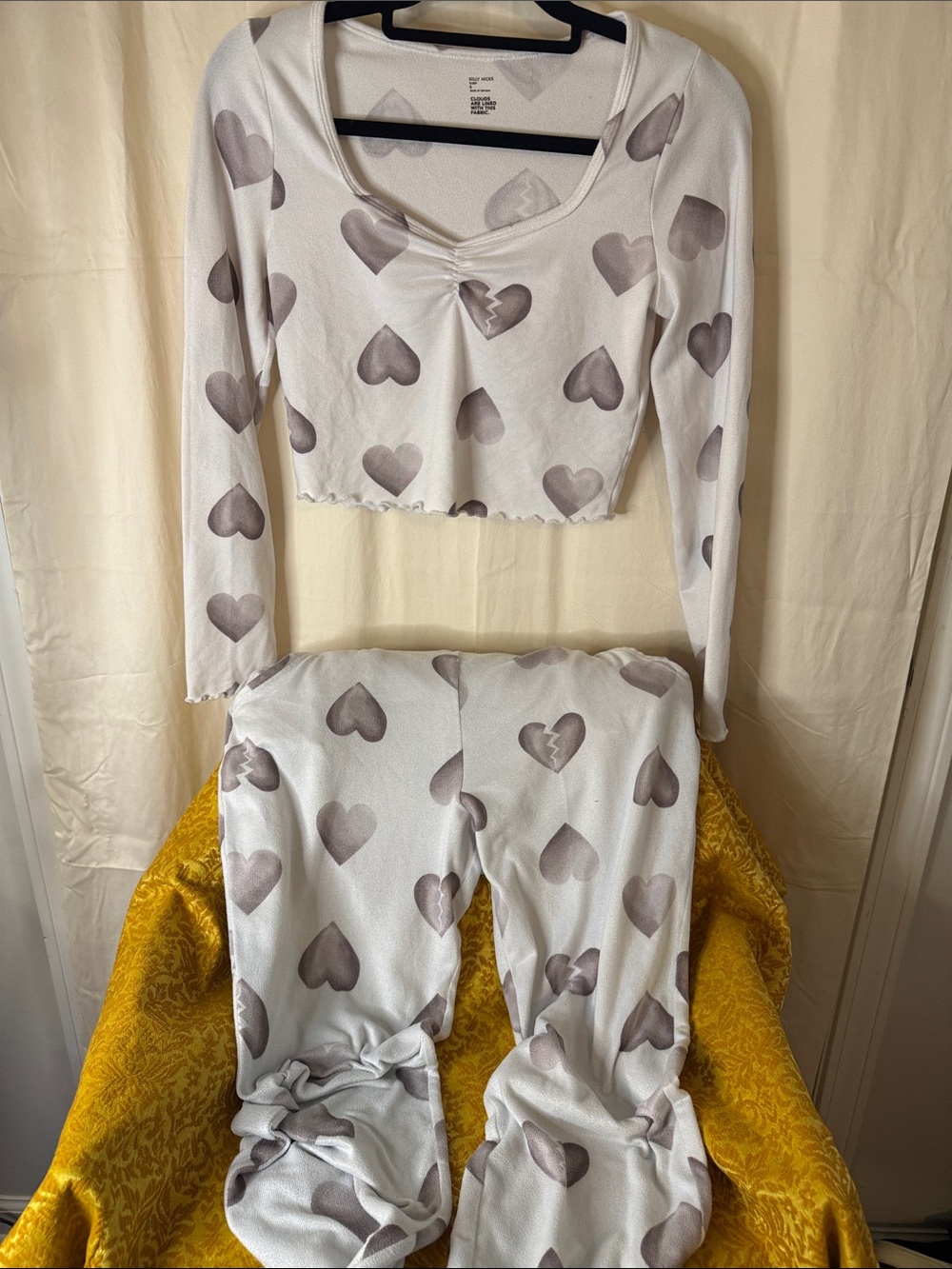 Gilly Hicks Soft blue Pajama Set with Gray Heart Print